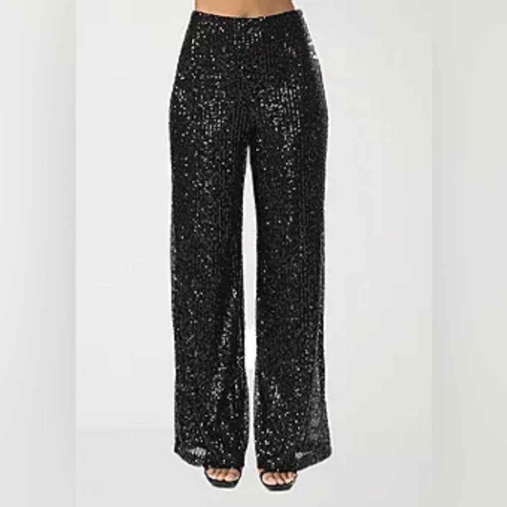 NEW Premier Amour Sequin‎ Womens Wide Leg Pull-On Pant